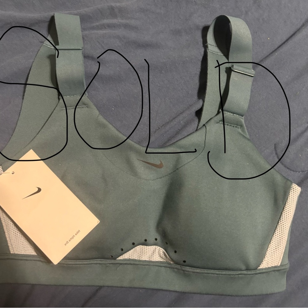 Nike Dark Green Sports Bra with White Mesh Panels